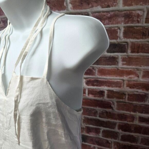 Universal Thread White Linen Blend Sundress XS Midi V Neck Adjustable Straps - Picture 3 of 5